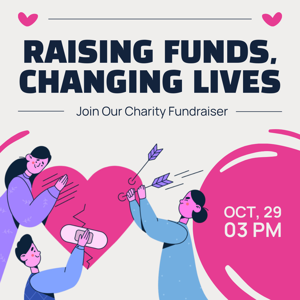 Charity Event Fundraising Announcement Instagram tervezősablon