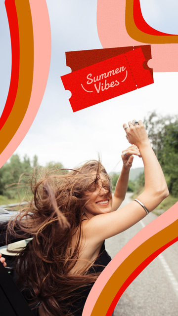 Modèle de visuel Summer Inspiration with Happy Girl in Car - Instagram Story