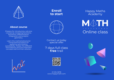 Plantilla de diseño de Offering Online Courses in Mathematics Brochure 