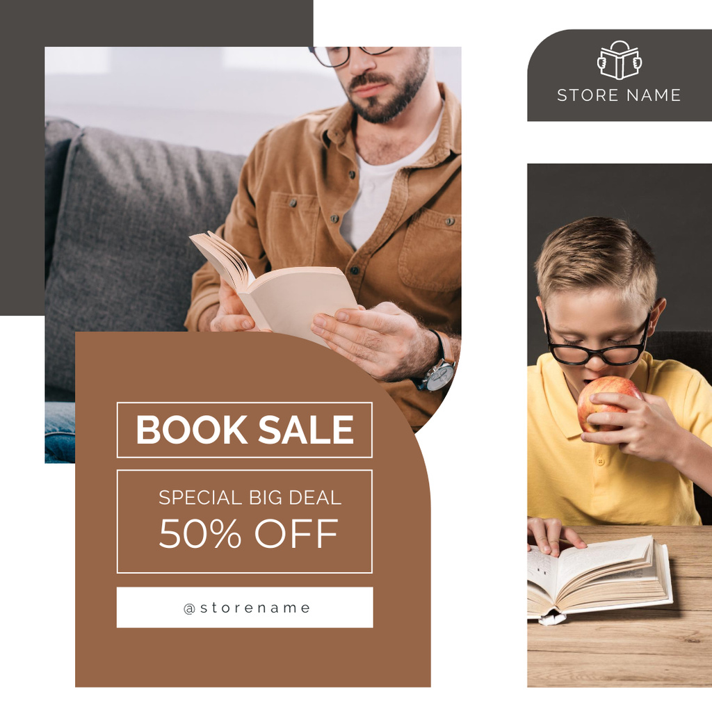 Impressive Books Sale Offer At Half Price Instagram – шаблон для дизайну