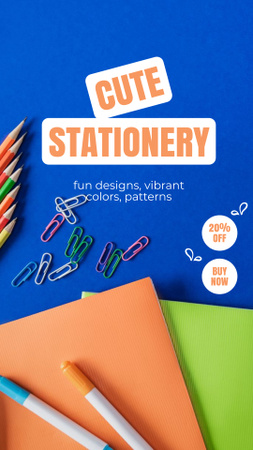 Discount Offer On Vibrant Stationery Instagram Story Design Template