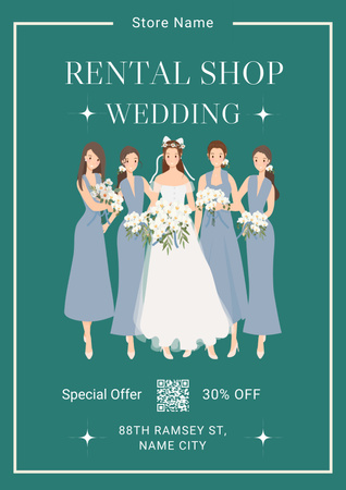 Ontwerpsjabloon van Poster van Advertentie voor verhuur winkel trouwjurk