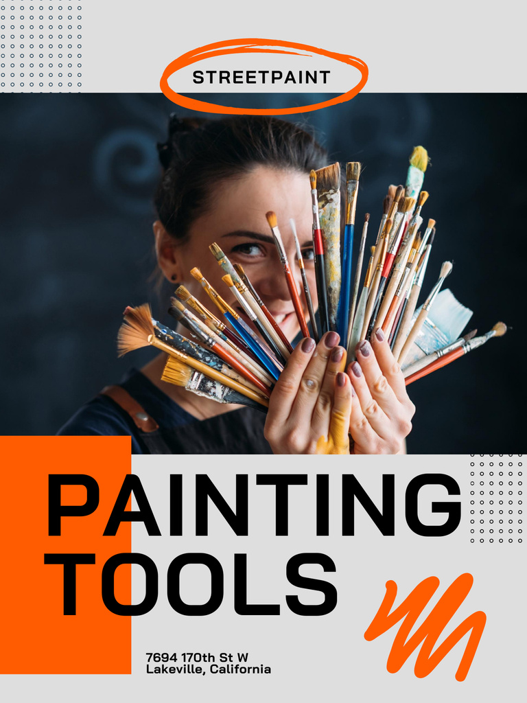 Long-lasting Painting Tools Offer In Shop Poster US Tasarım Şablonu