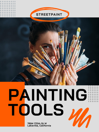 Template di design Offerta di strumenti di pittura a lunga durata in negozio Poster US