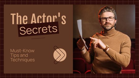 Acting Tips from Handsome Man with Glasses Youtube Thumbnail Design Template