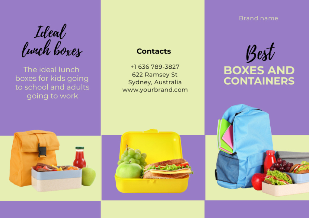 High-Quality School Lunch Boxes And Containers Brochure – шаблон для дизайну