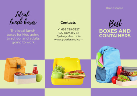 School Food Ad with Backpacks Brochure Tasarım Şablonu