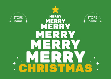 Platilla de diseño Christmas Greeting Words shaped in Tree Postcard