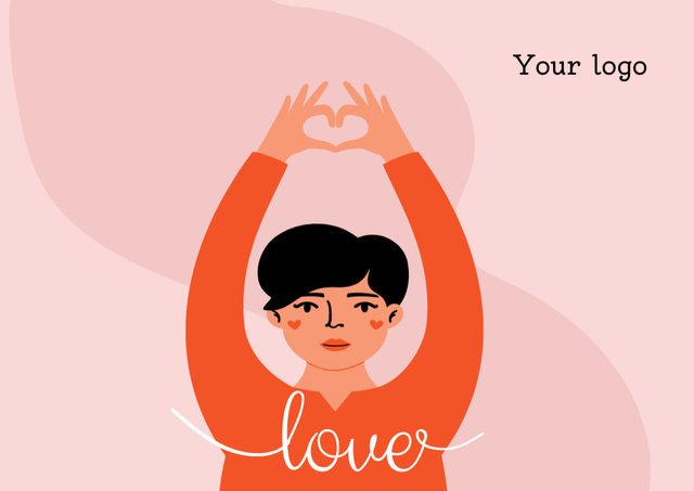 Plantilla de diseño de Girl Power Inspiration with Woman showing Heart Card 