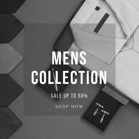 Male Outfit Collection in Black and White Instagram Design Template