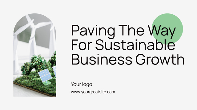 Sustainable Business Growth with Green Strategy Presentation Wideデザインテンプレート
