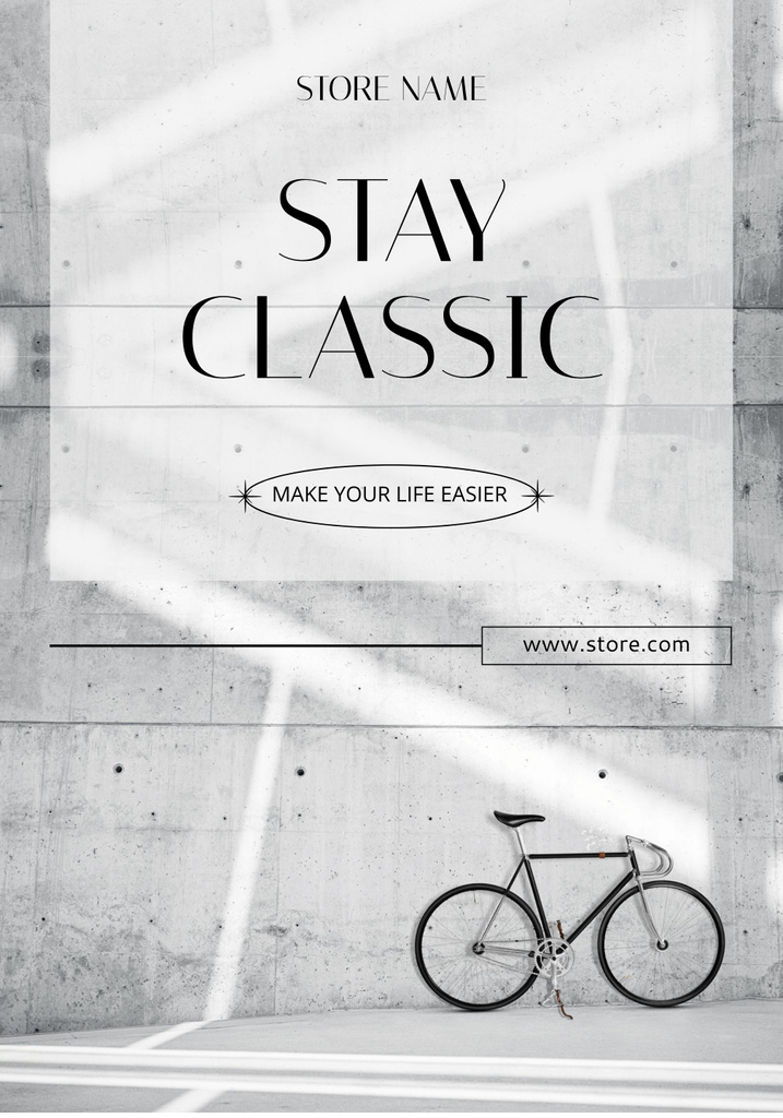 Bicycle Shop Ad on Grey Poster 28x40in Πρότυπο σχεδίασης