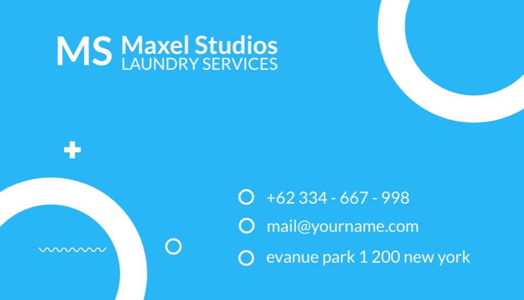 Laundry Service Promo on Simple Blue Layout Business Card US Šablona návrhu