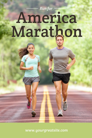 American Marathon Announcement With People Running Postcard 4x6in Vertical Design Template