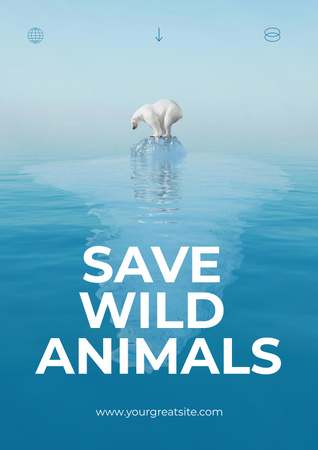 Designvorlage Bewusstsein für Plastikverschmutzung und Aufruf zur Rettung der wilden Natur für Poster