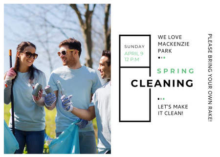 Ecological Event Volunteers Collecting Garbage Postcard 5x7in Design Template