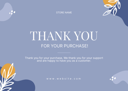Thank You For Your Purchase Message in Blue Card Πρότυπο σχεδίασης