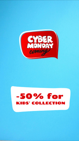 Designvorlage Cyber Monday Sale mit Rabatt auf die Kinderbekleidungskollektion für TikTok Video