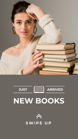Bookstore Ad with Offer of New Books Instagram Story Design Template