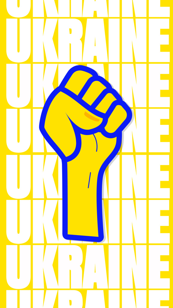 Designvorlage Defend Ukraine Icon on Yellow für Instagram Story