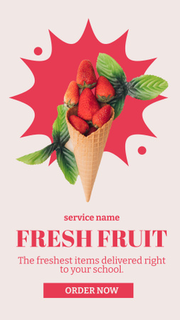 Реклама шкільного харчування з пропозицією свіжих фруктів TikTok Video – шаблон для дизайну