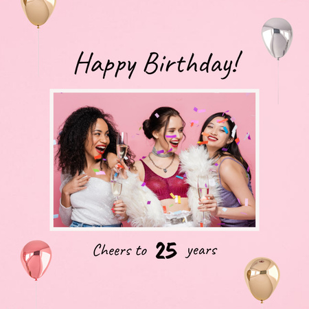 Attractive Girls on Home Birthday Party Instagram Design Template