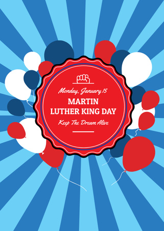 Designvorlage Farbenfrohe Feierlichkeiten zum Martin Luther King Day für Postcard 5x7in Vertical