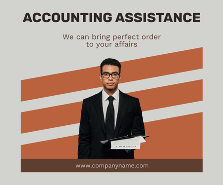 Modèle de visuel Offre de services d'assistant comptable avec un homme afro-américain - Medium Rectangle