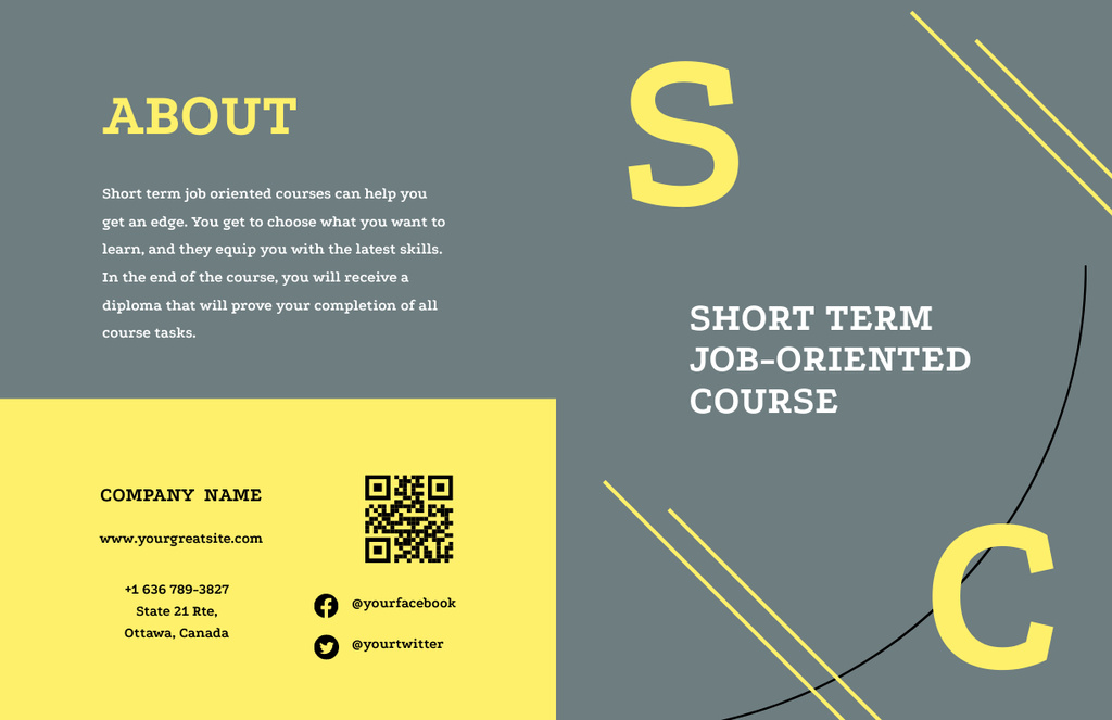 Short Term Job Oriented Courses Ad Brochure 11x17in Bi-fold Design Template