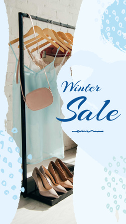 Winter Sale Offer Clothes on Hanger Instagram Story Design Template