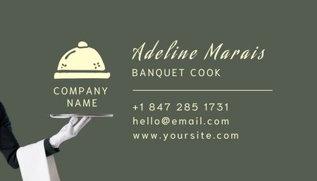 Ontwerpsjabloon van Business Card US van Banquet Cook Services Aanbieding