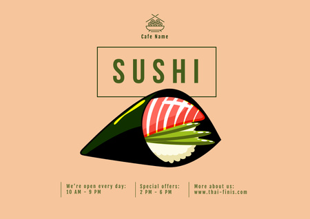 menu asiático com sushi Poster A2 Horizontal Modelo de Design