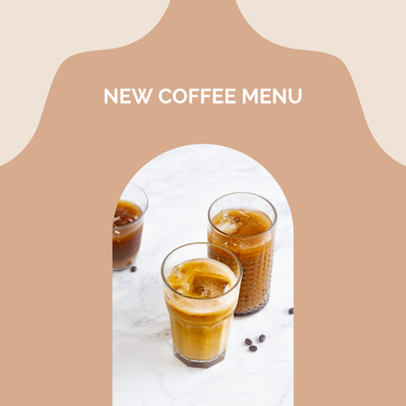 Iced Latte for Cafe menu Instagram Design Template