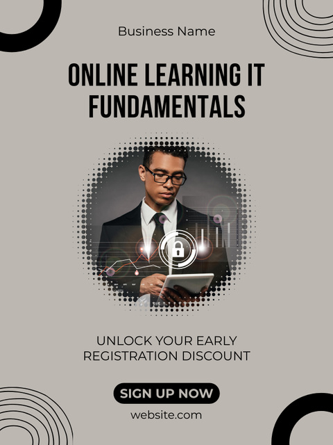 Platilla de diseño Online Learning of IT Fundamentals Poster US