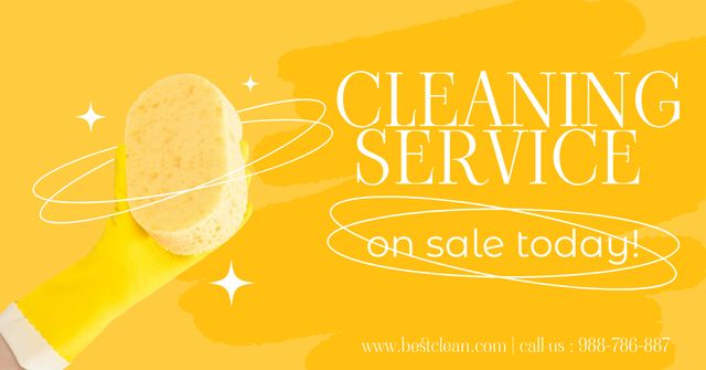 Cleaning Services Offer On Sale With Sponge Facebook AD Πρότυπο σχεδίασης