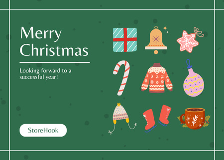 Plantilla de diseño de Saludo navideño revitalizado con regalos navideños Postcard 5x7in 