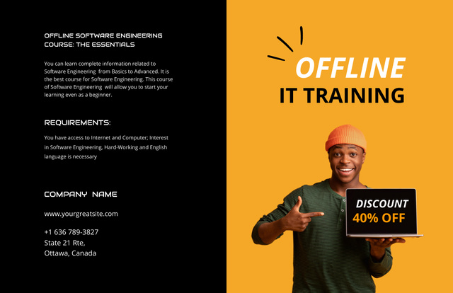 Extensive Coding Courses Ad With Discounts Brochure 11x17in Bi-fold Design Template