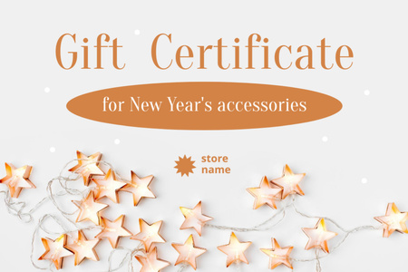 New Year Accessories Sale Offer with Festive Garland Gift Certificate Modelo de Design