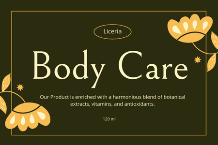 Natural Body Care Product With Herbs Extracts Label Design Template