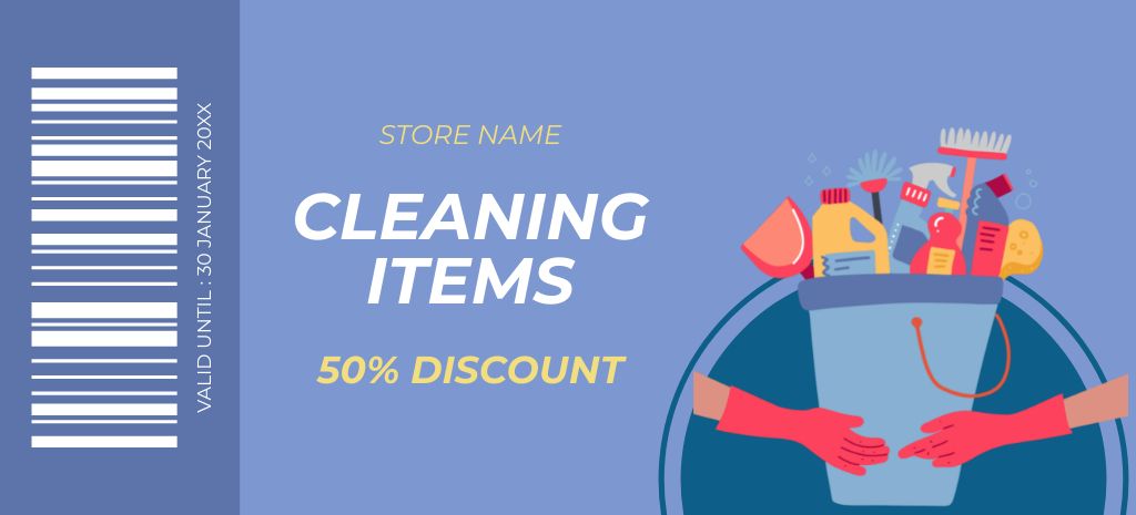 Household Cleaning Items Offer at Half Price Coupon 3.75x8.25in Design Template