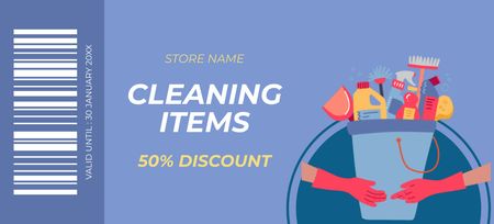 Household Cleaning Items Discount Blue Coupon 3.75x8.25in Design Template