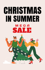 Summer Christmas Sale Announcement with Young Girl and Tiger 
