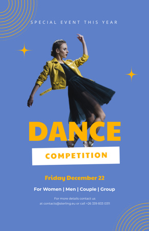 Dance Competition Ad with Young Woman Flyer 5.5x8.5in Design Template