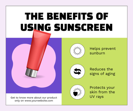 Designvorlage Liste der Vorteile von Sonnenschutzmitteln für Facebook