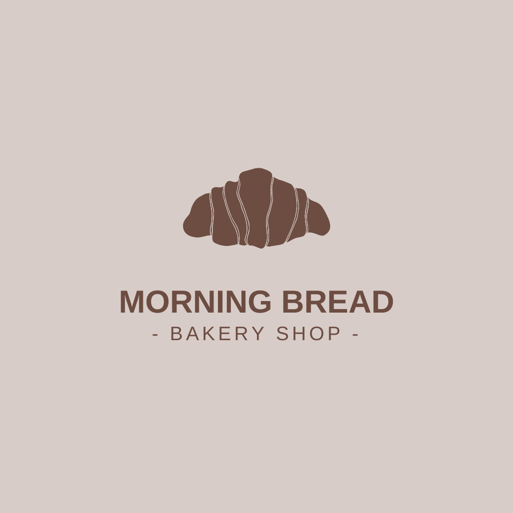 Bakery Shop Ad with Croissant Logo Tasarım Şablonu