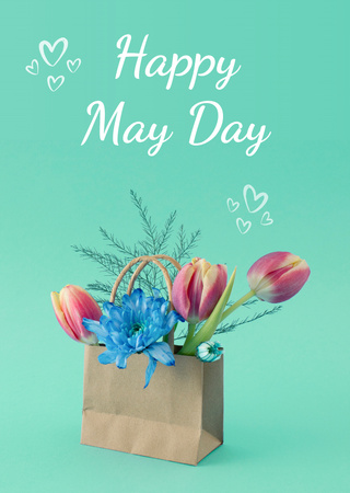 May Day Celebration Announcement Postcard A6 Vertical Design Template