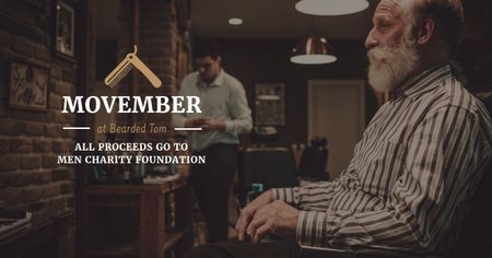 Template di design Movember Ad Man with mustache and beard at barbershop Facebook AD