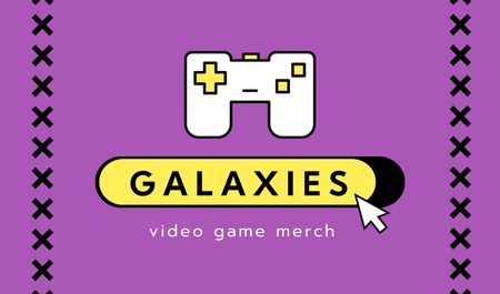 Gaming Merch Offer with Console in Purple Business card Πρότυπο σχεδίασης