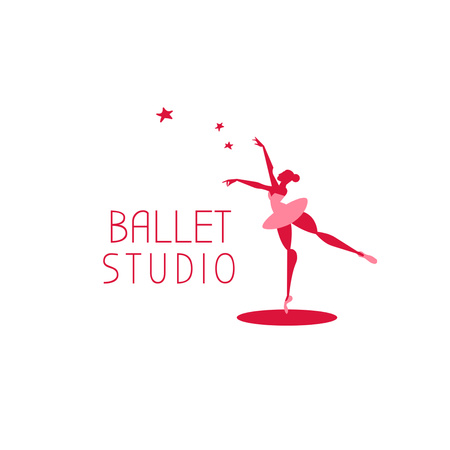 Ballet Studio Ad with Illustration of Ballerina Animated Logo Design Template