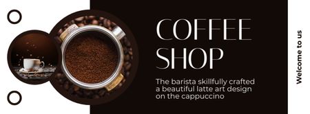 Ground Coffee And Various Coffee Beverages Offer Facebook cover Design Template